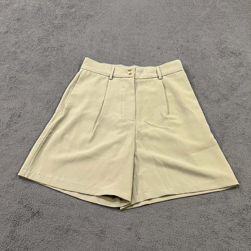 Forever 21 High Rise Pleated Dress Shorts Light Olive Khaki Women's Size M NWT